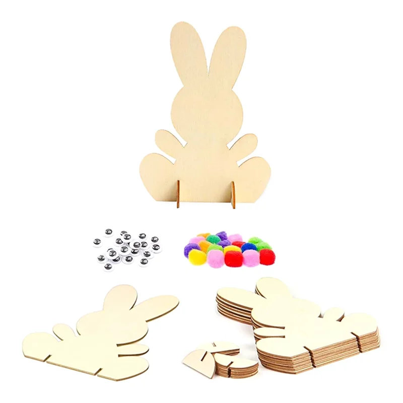 A59E-Easter Bunny Decor Arts And Crafts For Kids Easter Wooden  Party Decor 3D DIY Unfinished Wood Replacement Accessories