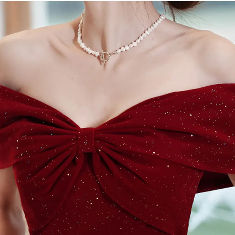 DongCMY New One-shoulder Prom Dresses Engagement Dress Usually Can Wear Elegant Red Party Dresses For Women 2024