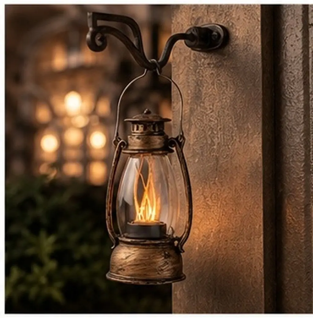 Vintage Flickering Lamp Flickering Flame Light Decorative Lamp for Christmas Halloween Warm Retro Atmosphere Desktop