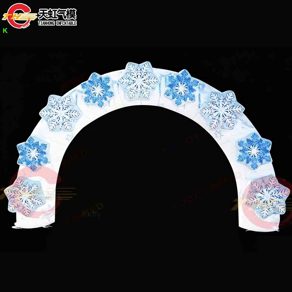 

Быстрая доставка дверей, рождественская арка со снежинками, красивая надувная арка для украшения двора, вечеринки