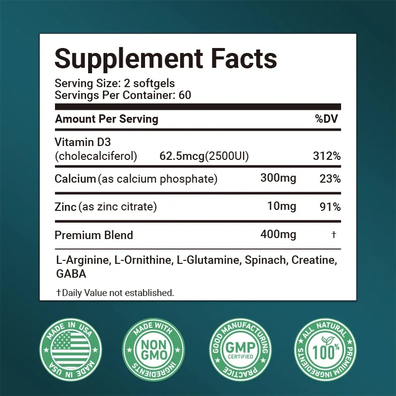 Height Growth Supplements - with L-Arginine, Calcium, Vitamin D3 - Promote Bone Growth and Enhance Bone Strength