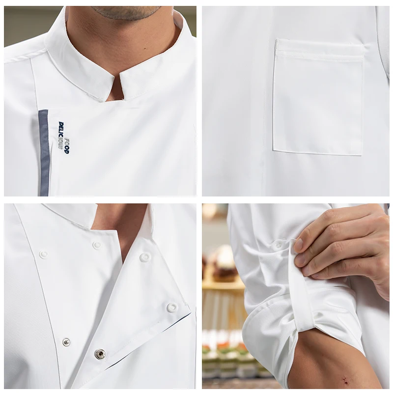 Food service Chef Uniform Kitchen Cooking Costume Restaurant Pizzaiolo  Cook Jackets Bakery Cafe Waiter Waitress Working Clothes