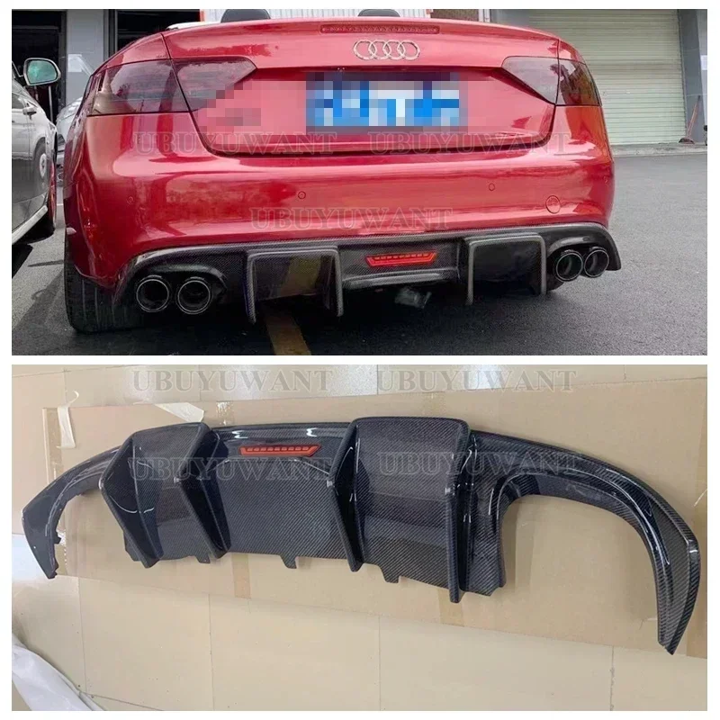 Real Carbon fiber Rear Bumper Diffuser Lip Spoiler Protector Guard For Audi A5 S line S5 Coupe 2008-2015  (NOT For A5 Standard)