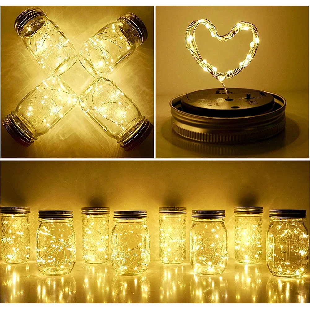 Solar Mason Jar Lid Light LED Solar Fairy Mason Star Jar Lights Outdoor Party Wedding Garden Decor Lamp bez baterii do słoików