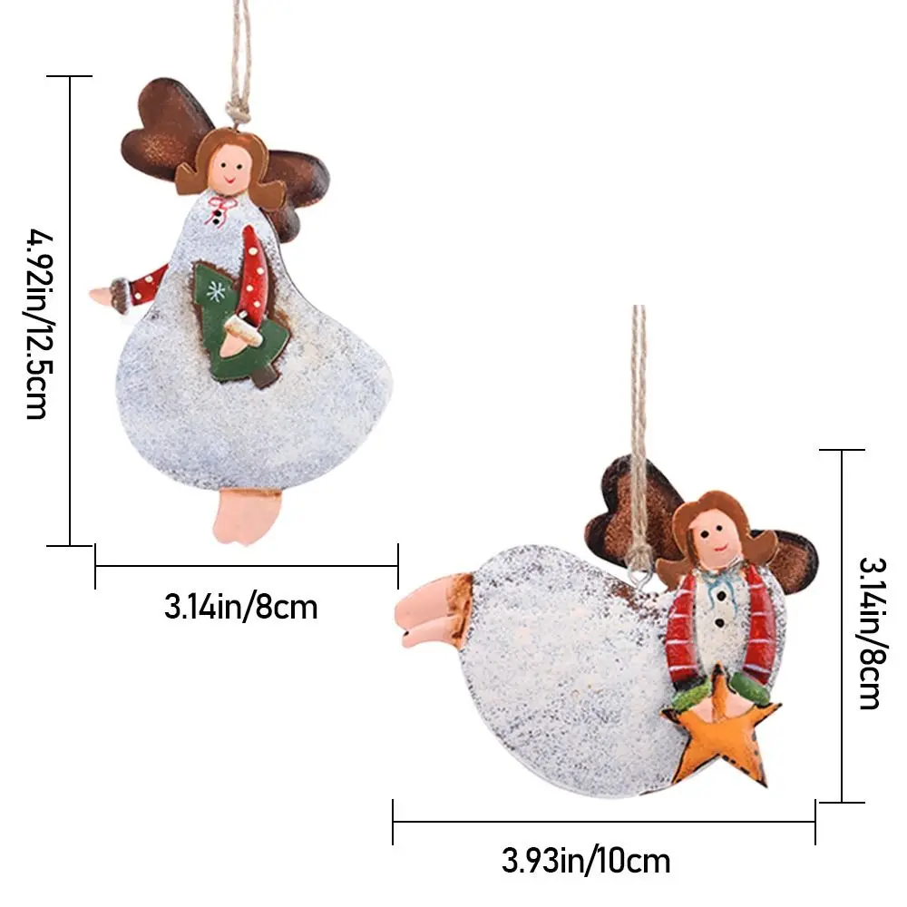 Cartoon Angel Girl Christmas Decorations Santa Claus Wrought Iron Hanging Pendants Festival Accessories Multicolor