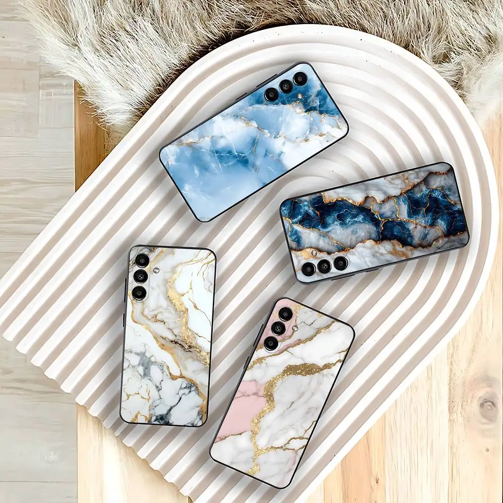 

Gold Art Exquisite MarbleS Texture Phone Case For Samsung Galaxy A73,31,32,72,41,53,52,71,22,5G,Note,J7,8,9 Soft Black Cover