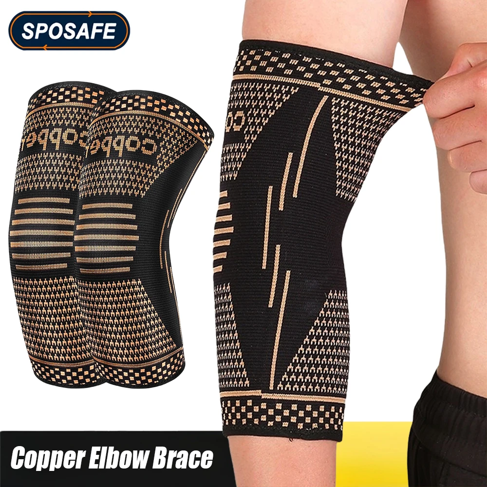 1 Paar Kupfer-Ellenbogen-Kompressionshülsen, Tennis-Ellenbogenbandage für Damen und Herren, Arme-Stützhülse für Sehnenentzündung, Tennis, Golfer
