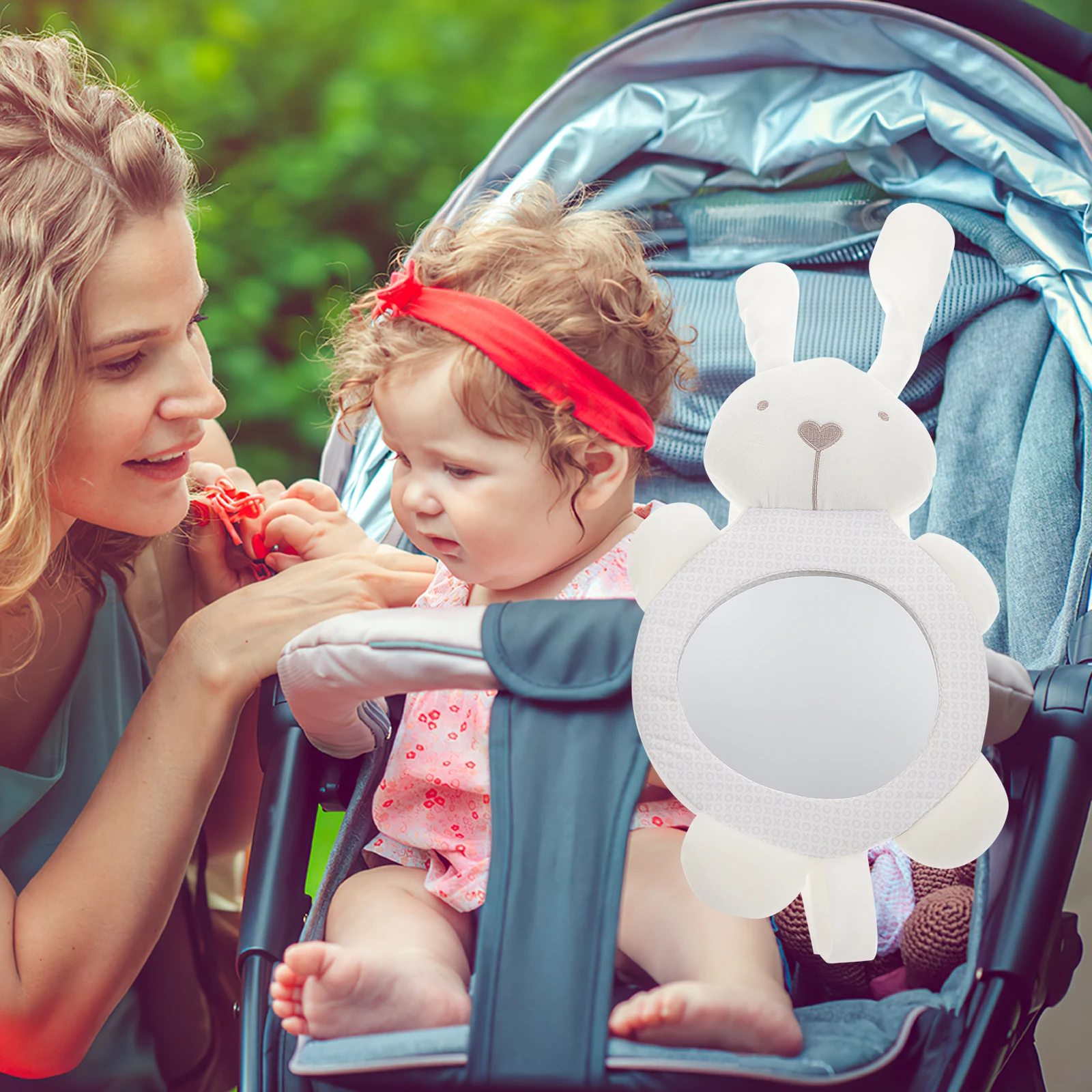 

Flannel Bunny Baby Girl Mirror Rear Facing Seats Premium Material Distorting Cartoon Tummy Time Toddler Backseat Car Safety