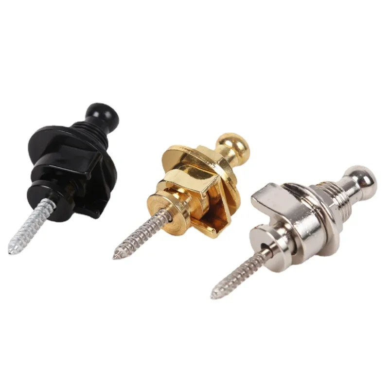 Correas plateadas para guitarra eléctrica, accesorios de bloqueo de correa de cabeza cromada redonda, 10 piezas, piezas del sistema para bajo