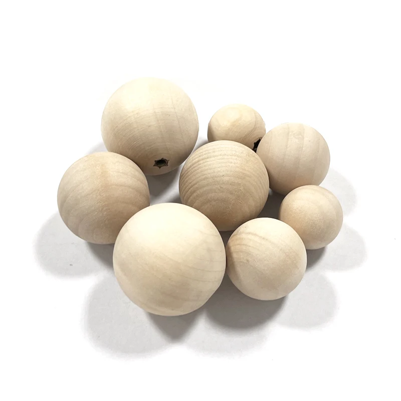 Unfinished Wood Knobs, Round Ball Cabinet Pulls,Natural Wooden Cabinet Hardware for Furniture Drawer Dresser Wardrobe Cupboard