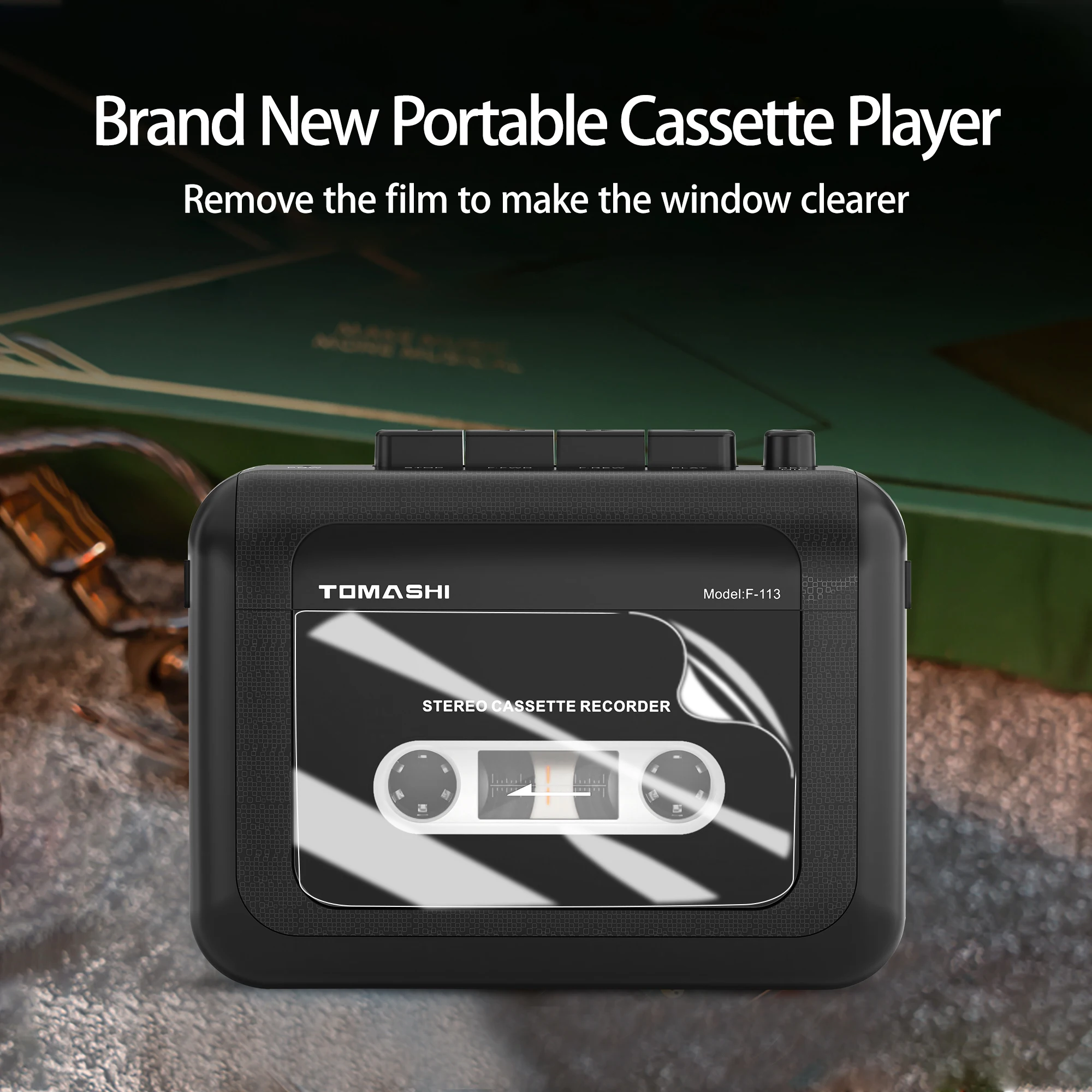 TOMASHI ポータブル ステレオ カセット プレーヤー テープ レコーダー ウォークマン マイク付き、ヘッドフォン ジャック、カセット プレーヤー