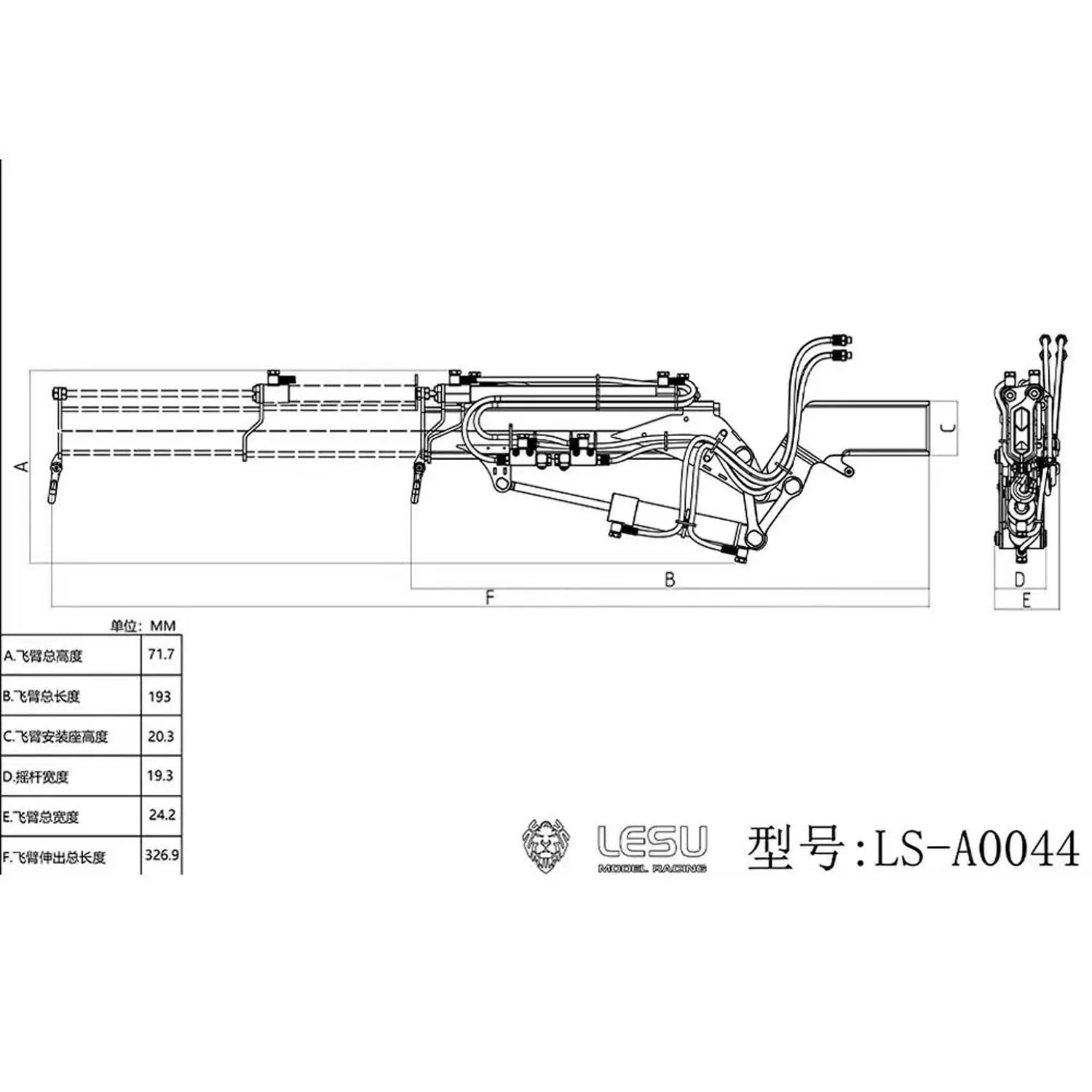 LESU Metalen Fly Jib Arm Kraan Geschilderd Gemonteerd voor 1/14 RC Hydraulische Dumper Auto Vrachtwagen Verbeterde Deel Speelgoed DIY Model TOUCAN Hobby