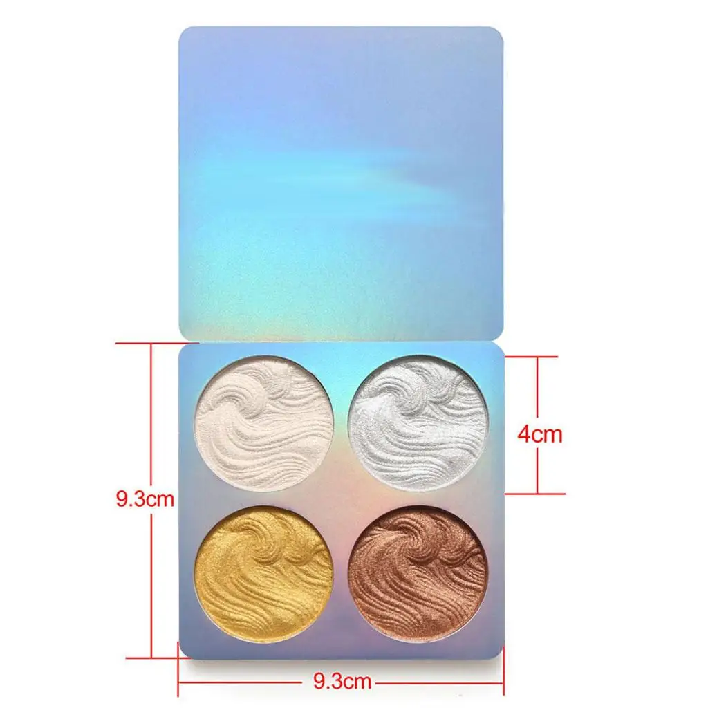 Shimmering Highlighter Powder Palette Four Colors Face Makeup Glow Contour Cheekbone Blush for Cosmetic Lovers