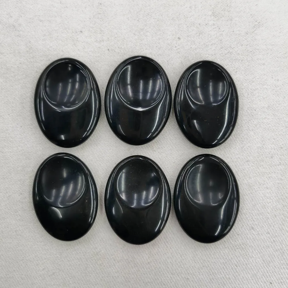 Fashion accessories Beauty natural Obsidian Stones Massage Spa Rock  Jewelry gift hot 30x40mm wholesale 6pc Free shipping