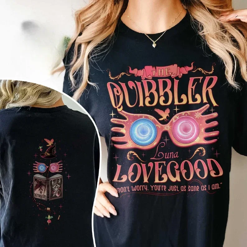 Wizard School Print Shirt 'Just As Sane As I Am' Hp Two-sided Bookish Luna Designs Aesthetic Y2k Graphic T Shirts Women Clothes