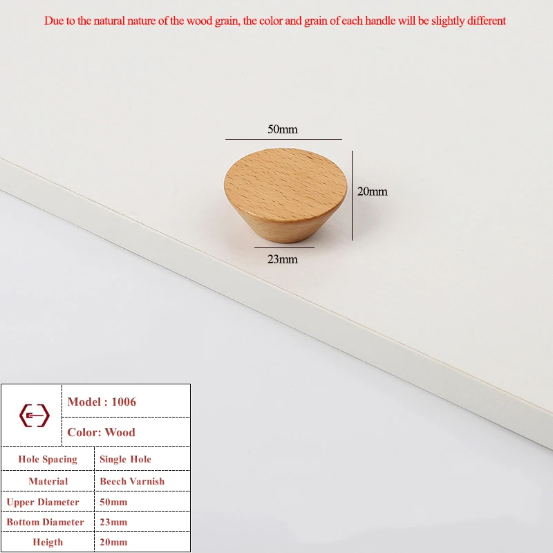 Nordische Holzmöbelgriffe aus Buchenholz, Küchenschrankgriffe, Kleiderschrank-, Schubladen- und Schrankknöpfe, solide Hardware-Zuggriffe – Detail 12
