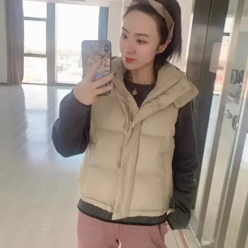 

Lemon Wunder Puff Winter New Style Vertical Collar Down Jacket Vest Women's Short Commuting Casual Detachable Hooded Warm Jacket