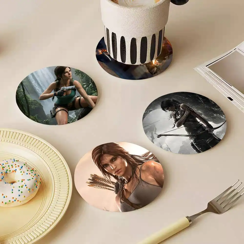 Game Tomb Raider Cartoon Round Wooden Coasters Suitable For Restaurants And Coffee Home Gift Choice Holidays