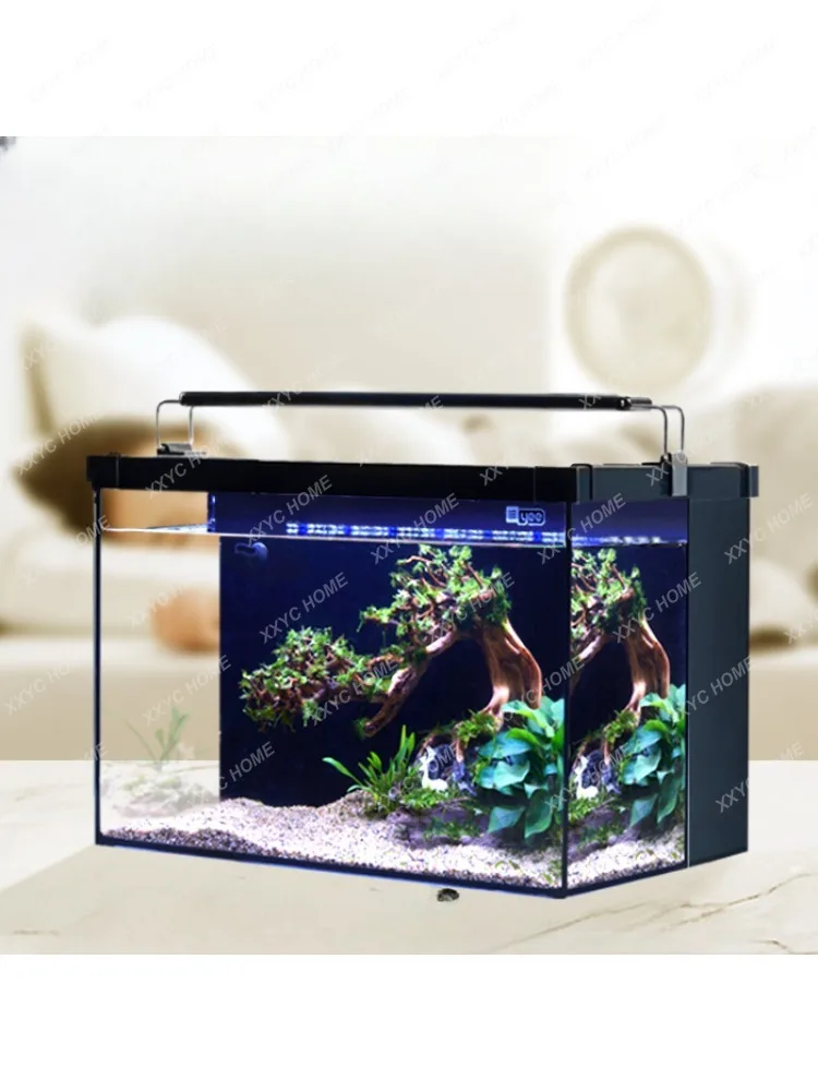 Living Room Small Ultra-White Glass Back Filter Fish Tank Desktop Cylinder Landscape Home Loop Filter