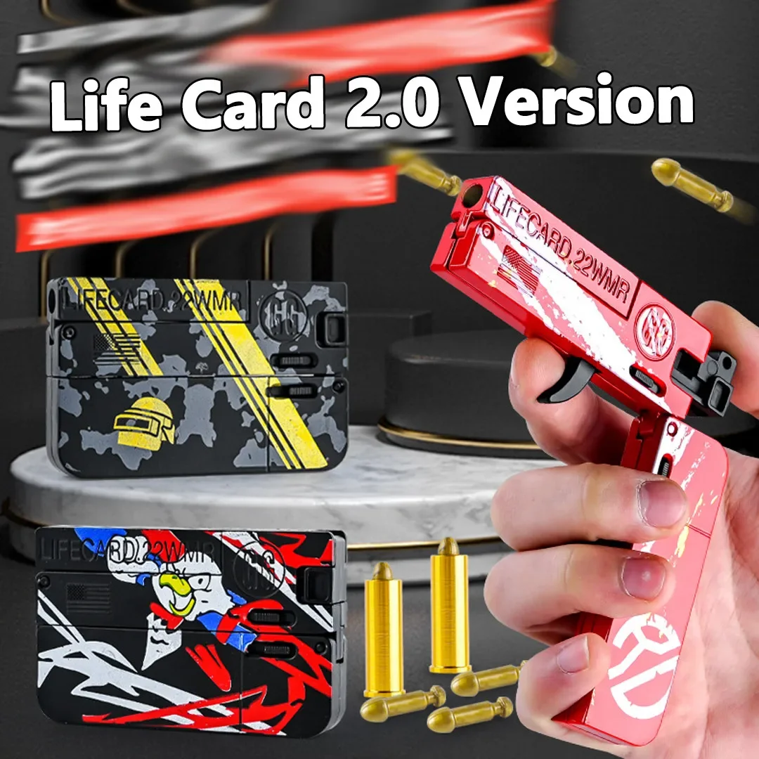 FiveStar LifeCard Folding Toy Pistol Handgun Card Gun With Soft Bullet Alloy Shooting Model For Adults Children Boys Birthday G