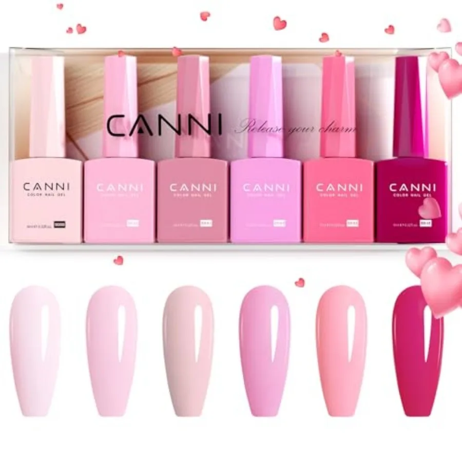 9ml Hema-Free Gel Nail Polish Set- 6Pcs Light Pink Nail Gel Manicure Kit, Soak Off LED Polish DIY at Home Salon Gifts for Women