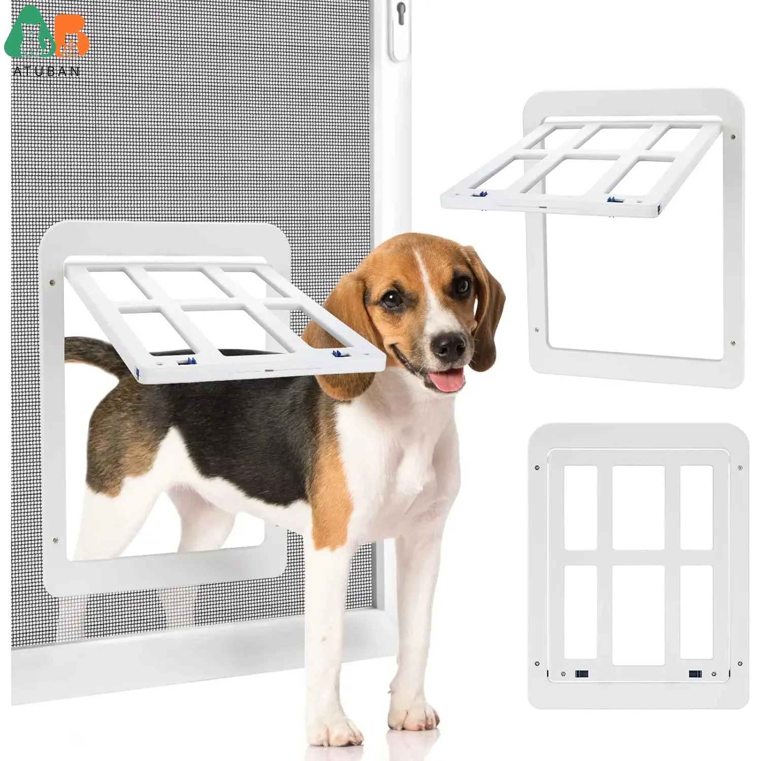 

Дверь для собак ATUBAN, внутренняя дверь с откидной крышкой 11x13 дюймов, Запираемая дверь для домашних животных, магнитная застежка, прочная дверь для собак, дверь для экрана