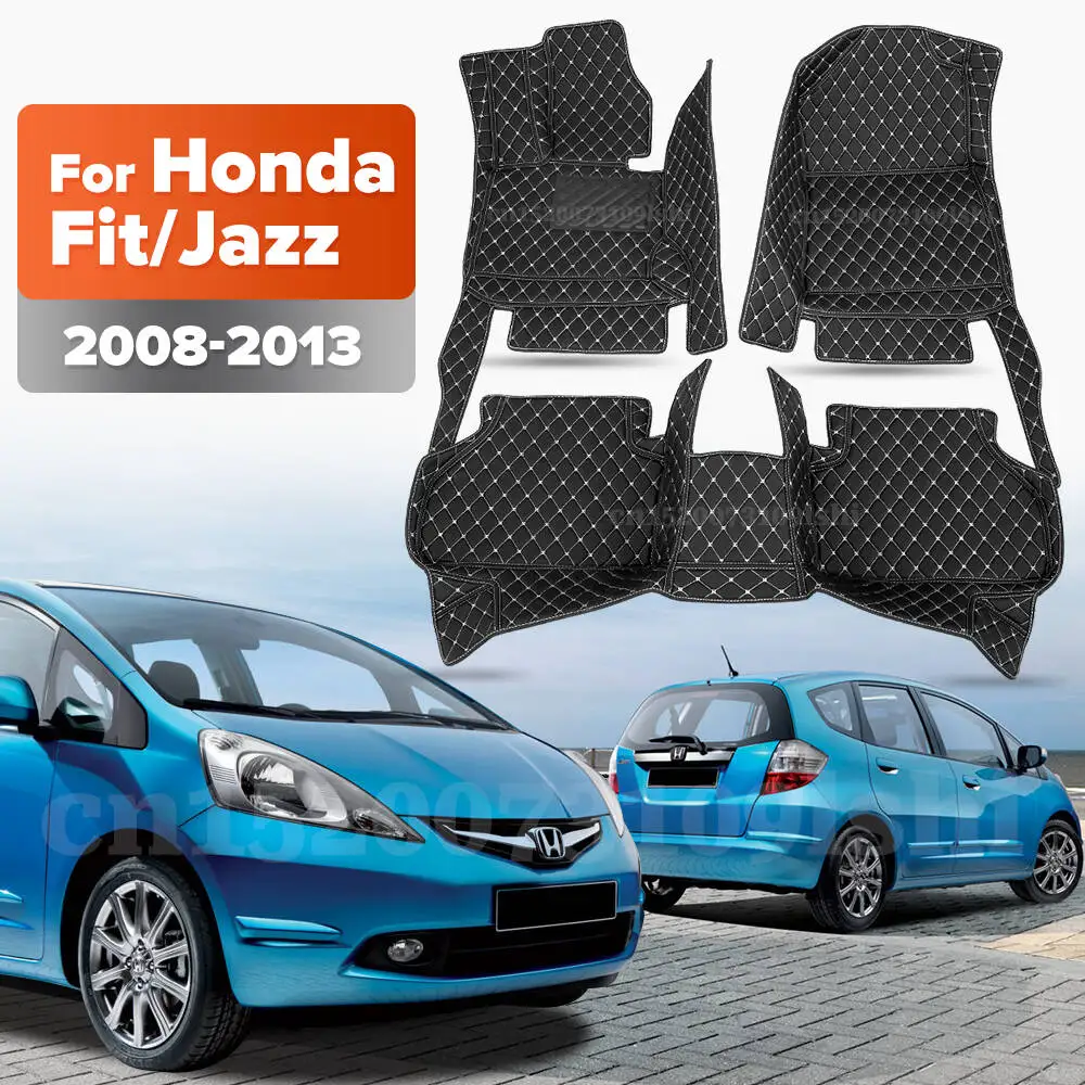 Samochodowe dywaniki podłogowe do Honda Fit Jazz 2008 2009 2010 2011 2012 2013 Niestandardowe automatyczne podkładki pod stopy Dywan Pokrowiec akcesoria wewnętrzne
