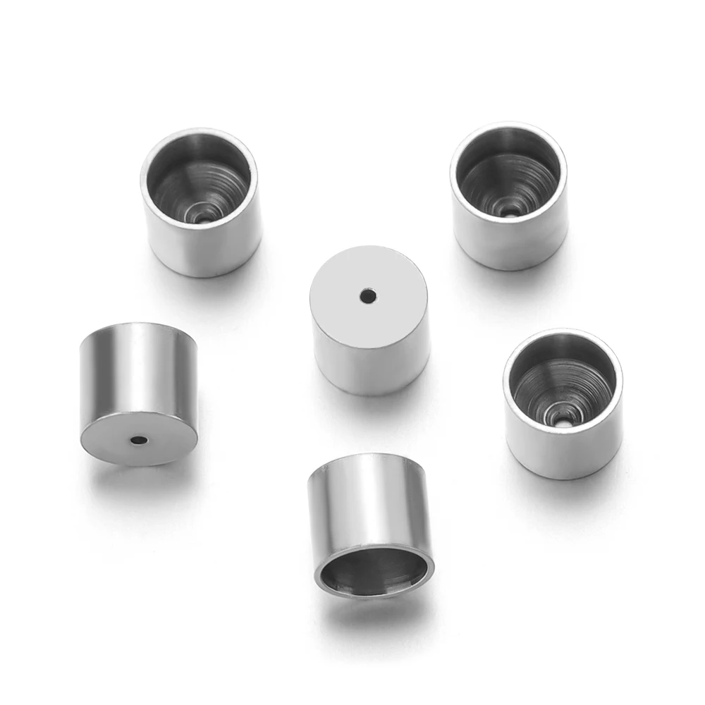 10 teile/los 6x6mm 5x3mm Edelstahl ohne Hebe code Verschlüsse End verbinder passen Leders chnur Armbänder Halskette für DIY Schmuck – Detail 8