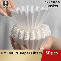 TIMEMORE 1-2Cups Basket Coffee Paper Filter Pour Over Filter Papers 50 Sheets, Fits B75 Coffee Dripper & 1-2 Cups Basket Dripper