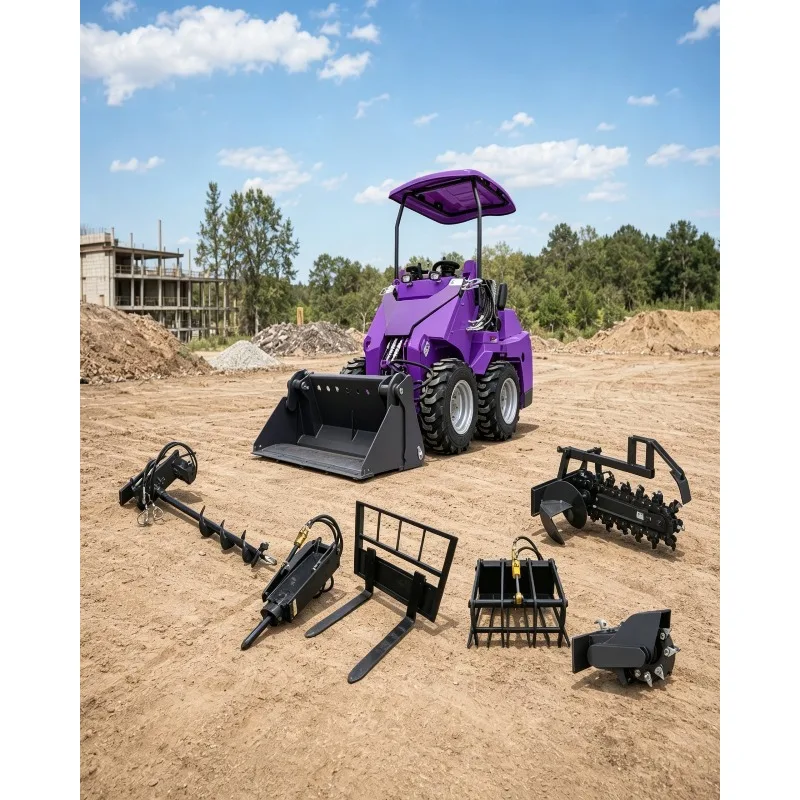Heavy Duty Mini Skid Steer with Attachments Compact Track Loader Diesel Engine for Agriculture Farm Landscaping Machine