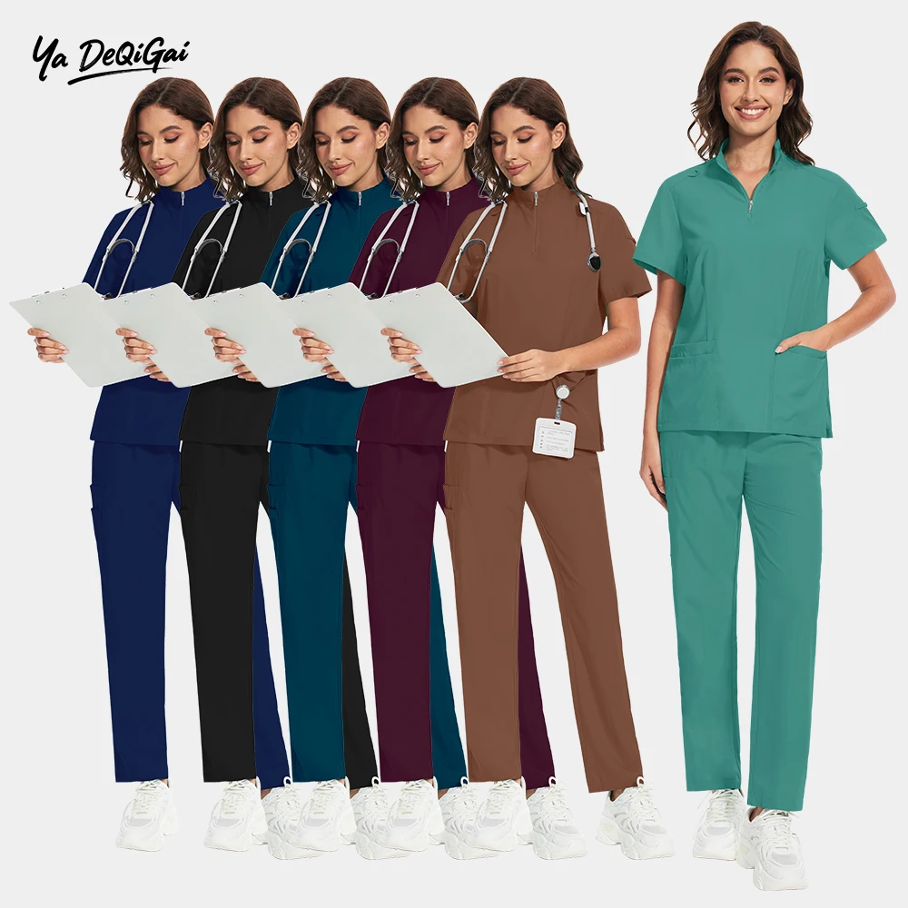

Wholesale Scrubs Medical Uniform Man Solid Color Dental Clinic Operating Room Hospital Unisex Nursing Scrubs Uniforms Sets Women