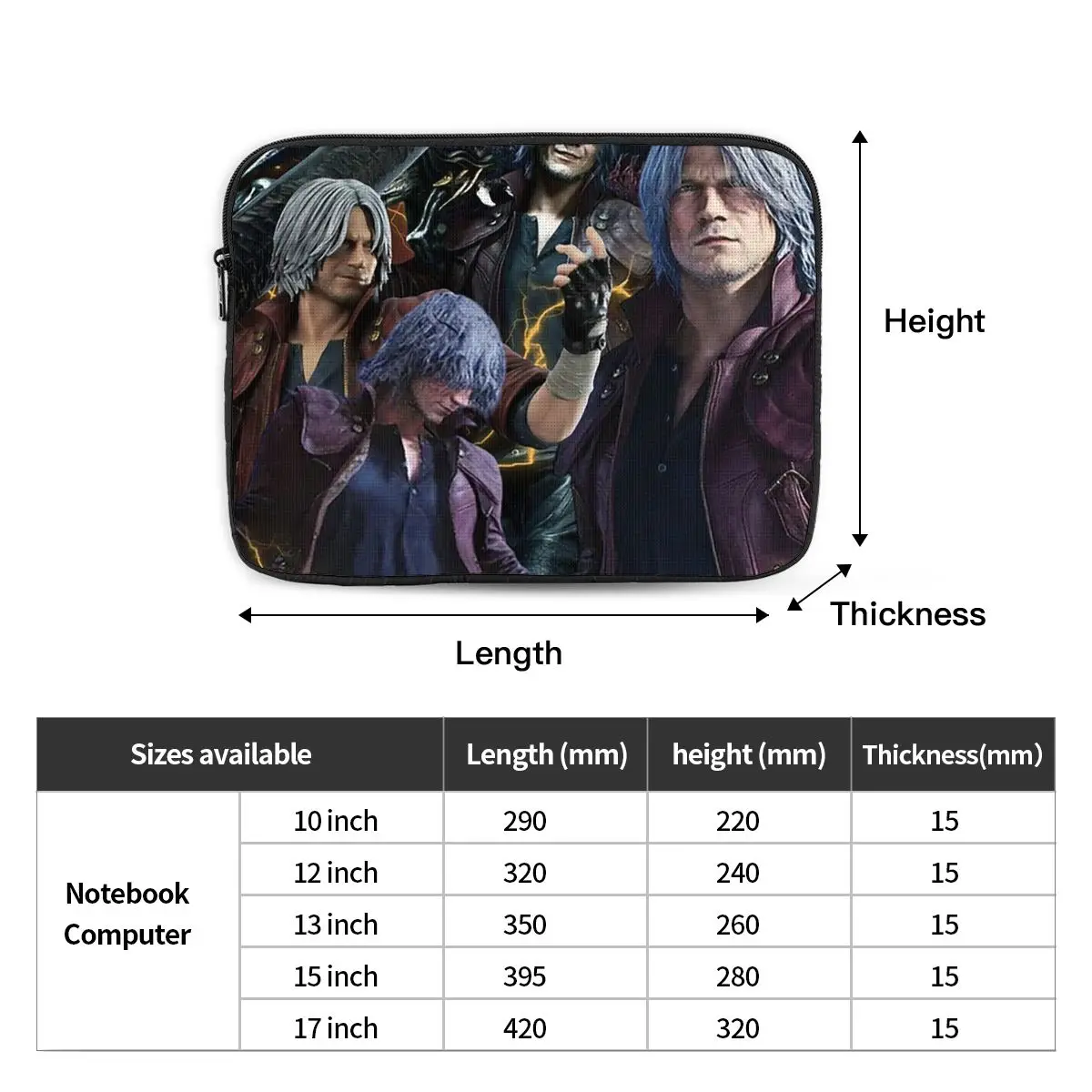 Limited Dante Devil May Cry Notebook Laptop Bag Case Pouch Notebook Sleeve Cover Bag Tablet Shockproof Case Bag