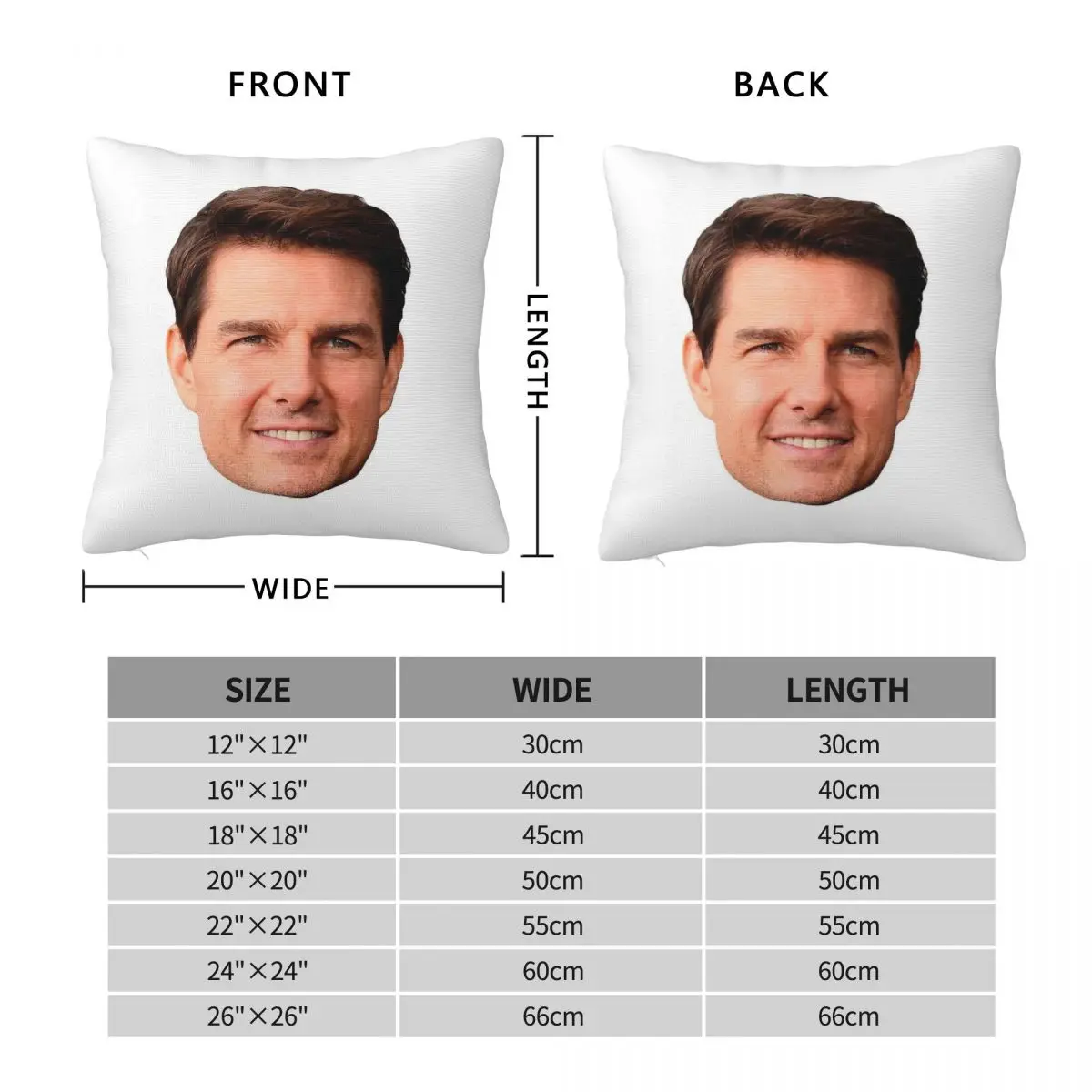 Tom Cruise Face Cutout Square Pillowcase Polyester Linen Velvet Printed Zip Decor Throw Pillow Case Bed Cushion Cover