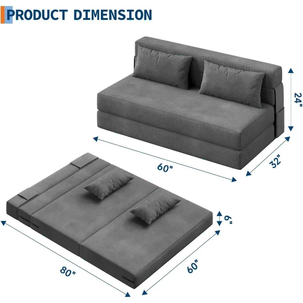 Factory Direct 2026 Garvee 4-in-1 Convertible Folding Sofa Bed Chair, Button Tufted Multi-Functional Sleeper Couch with Pillow