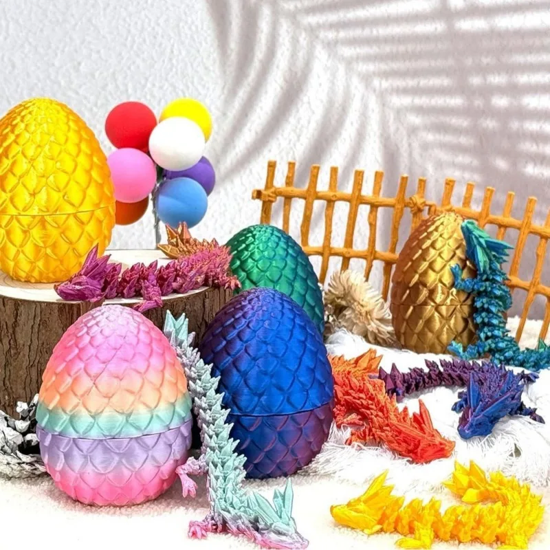 3D printing crystal dragon egg gem dragon joint movable dragon set handicraft ornament assembly handmade colorful