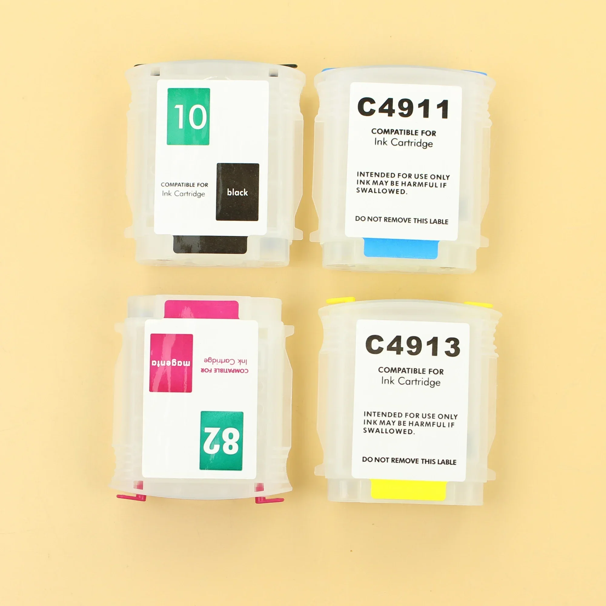 69ml 4 สีเครื่องพิมพ์ตลับหมึกเติมสําหรับ HP 10 82 ตลับหมึกสําหรับ HP Designjet 500 800 หมึกเติมถาวรชิป