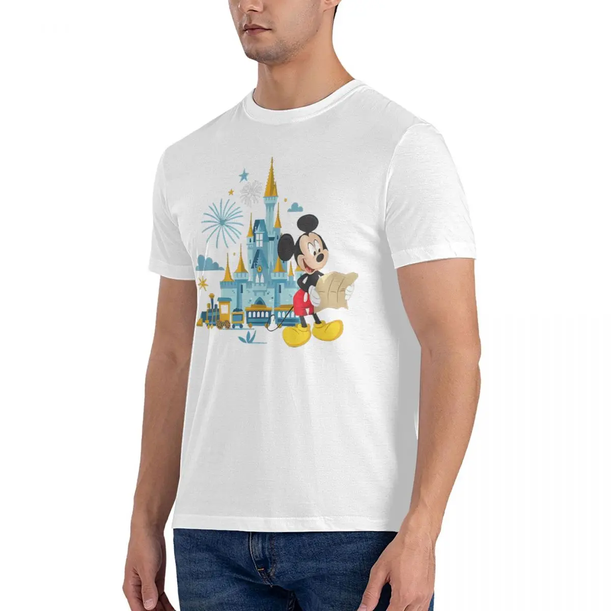 Castle T Shirt Disney Cartoon Character Mickey Pure Cotton Clothes Vintage Short Sleeve Round Neck Tees New Arrival T-Shirt