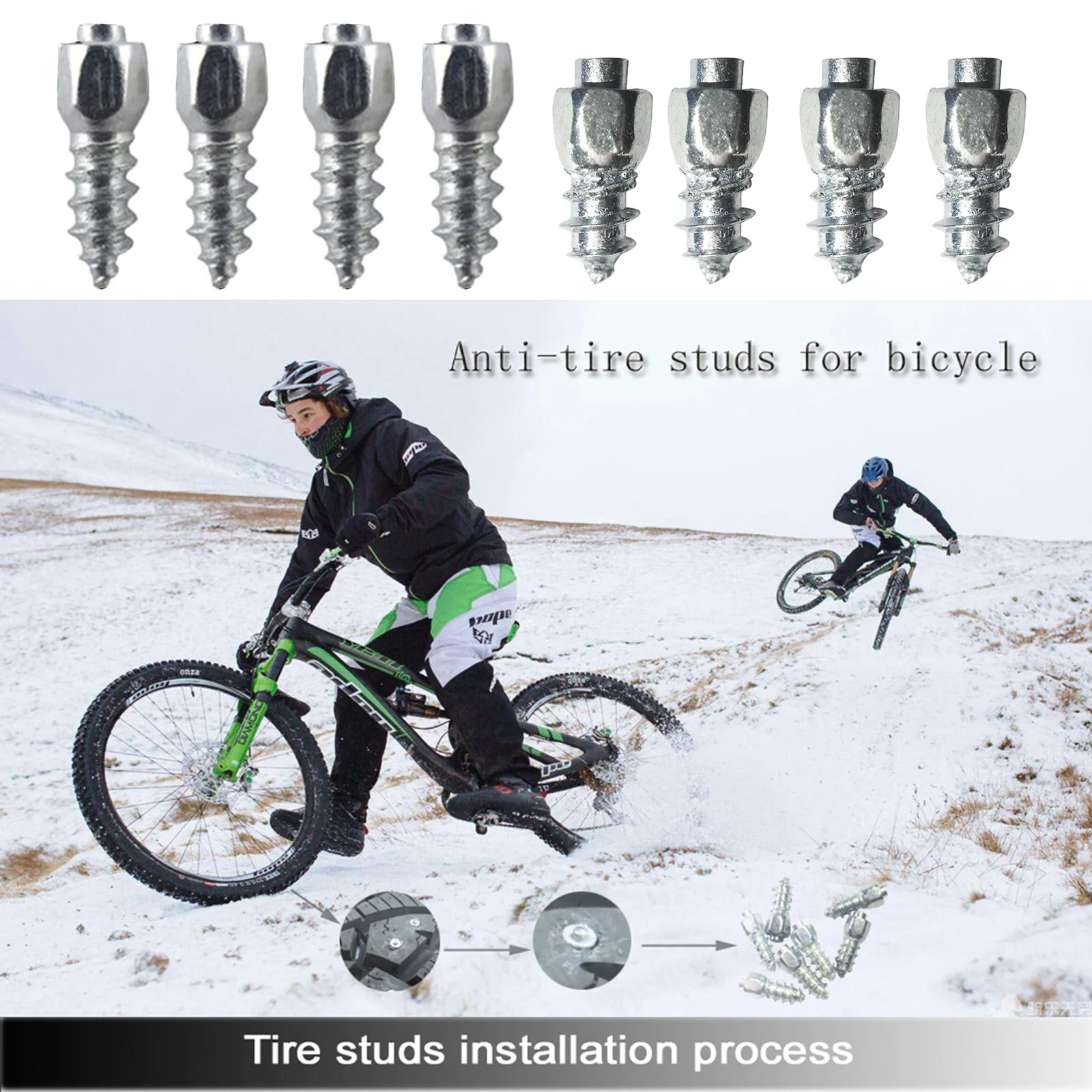 100Pcs Tire Studs Snow Spikes Bike Anti-Slip Screw Tire Spikes Winter Bicycle Anti-ice Supplies Dropship