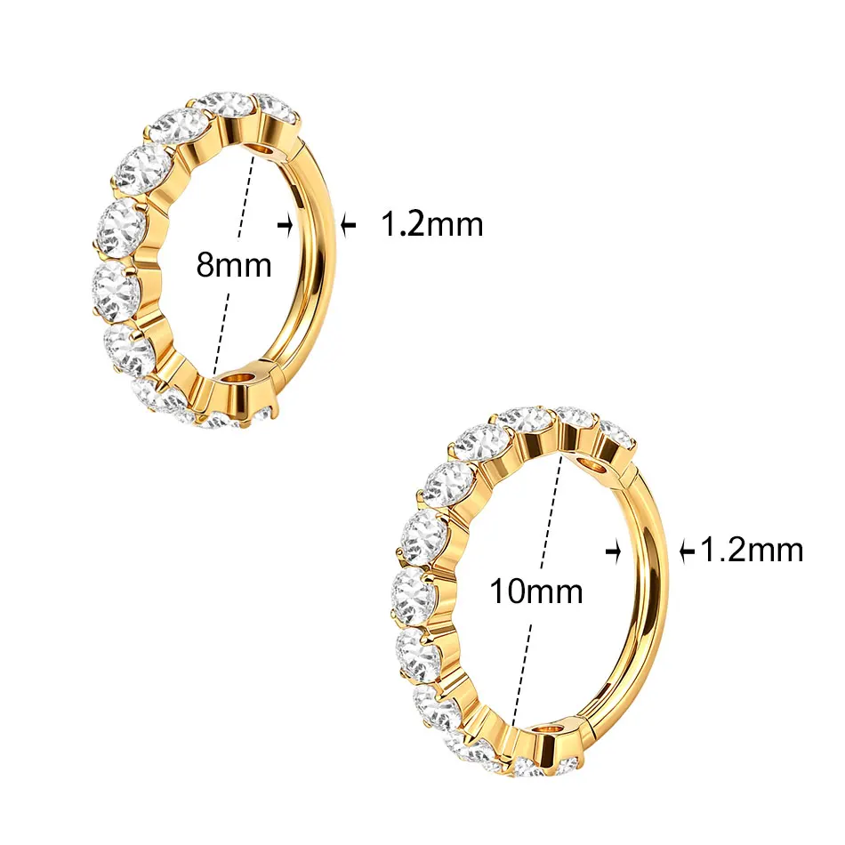1PC Titanium Hinged Segment Nose Ring Zircon Septum Clicker Ear Cartilage Hoop Earring Rook Daith Piercing Body Jewelry