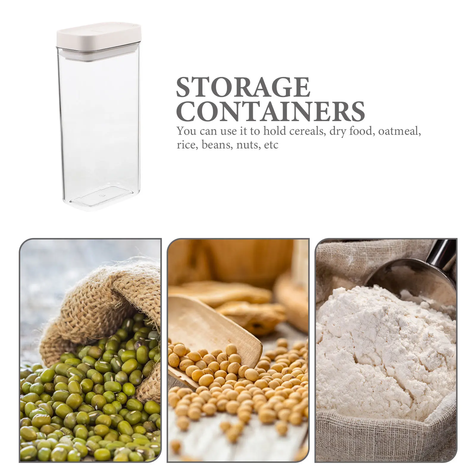 

Airtight Storage Jar Household Sealed Kitchen Canister Dry Food Container for Grains Sugar Flour Nuts Clear Jar