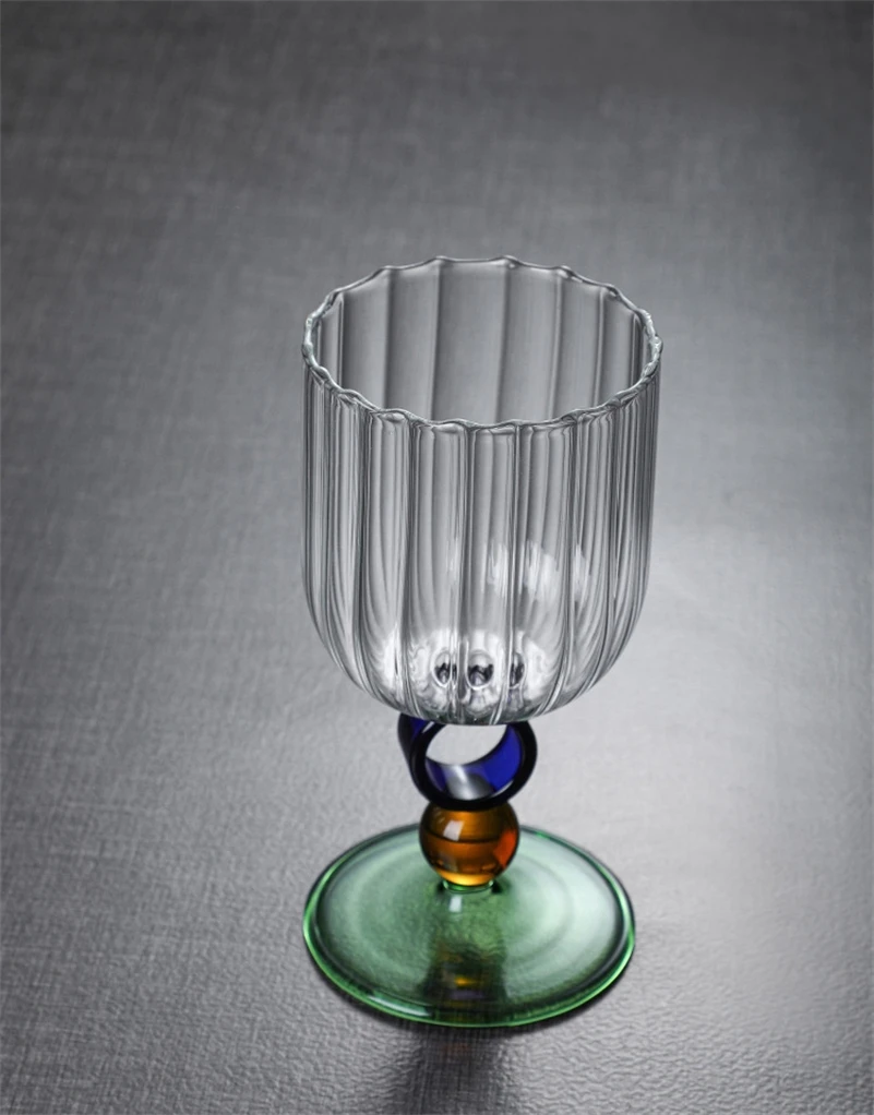 European Transparent High Borosilicate Glass, Creative Ring Vertical Pattern Coffee Cup, Household Tall Cups