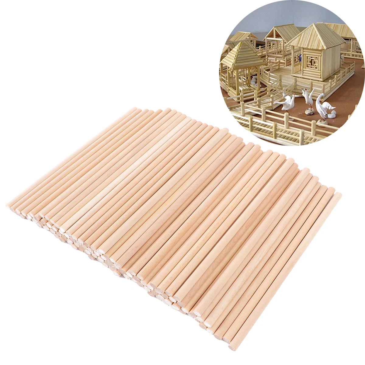 100 Pcs Toys Round Wood Rods Rhythm Stick Wooden Sticks Bamboo Craft Accessory Child Dowel