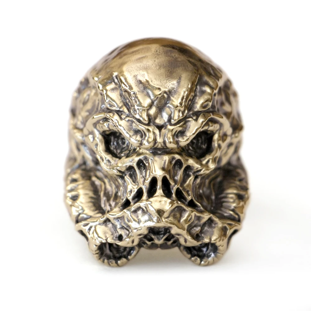 

Огромное латунное кольцо с черепом и белым воин в стиле панк BK314, открытое, размер США 8–15
