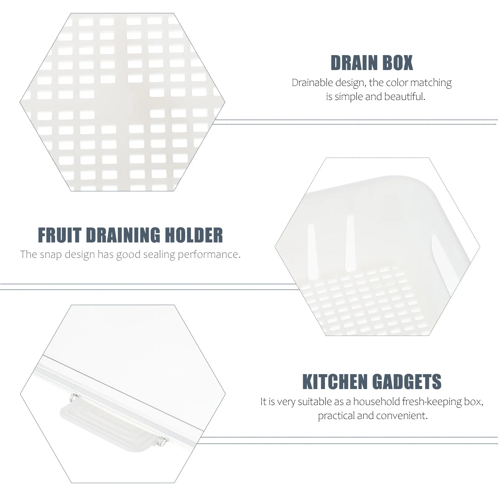

1Pcs Fresh Food Storage Box Oblong Vegetable Washing Draining Container Kitchen Multifunctional Holder Drain Box