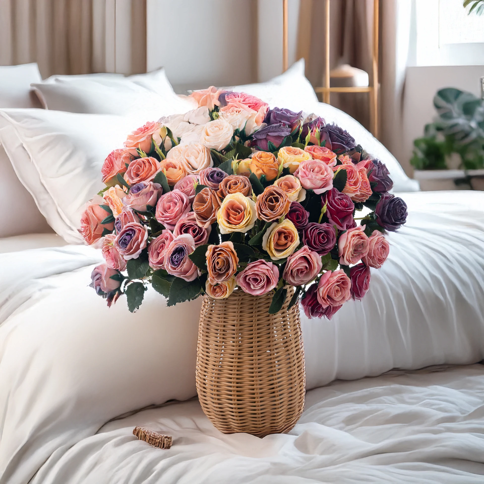 

17-дюймовый искусственный букет роз сожженных краев, искусственные цветы для свадебного украшения, домашний декор, реквизит для фотосъемки