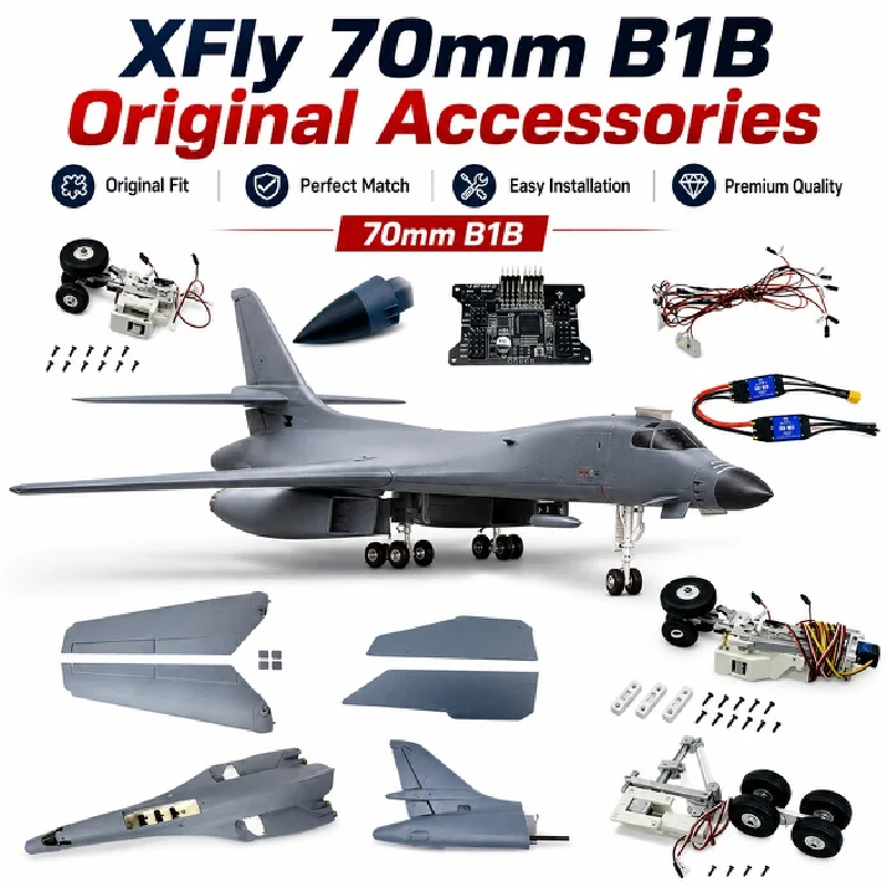 Xfly Double 70mm-B1b Gun Cavalry Original Accessories Body Main Wings Head Cover Landing Gear Electrical Equipment, Etc