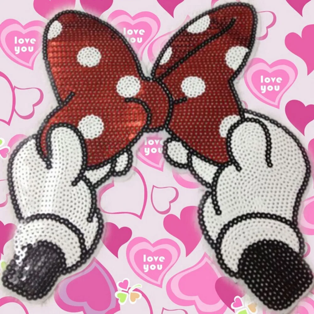 Sequins Bowknot Brand Iron On Patches For Clothes Sew-on Embroidered Patch Motif Applique Deal With It Clothing On Sale