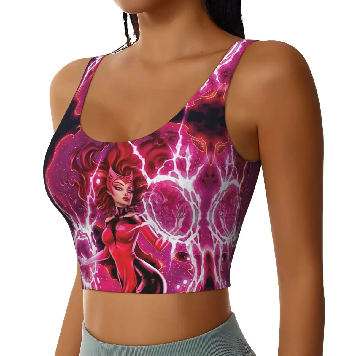 Custom Scarlet Witch Hot Workout Crop Tank Tops Women Seamless Running Yoga Sports Bras