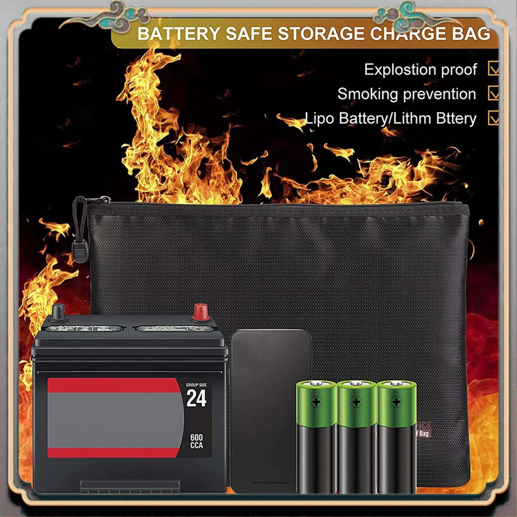 A46M-2X Fireproof Document Bag,Waterproof And Fireproof Document Bags,Fireproof Money Bag For A4 Document Holder