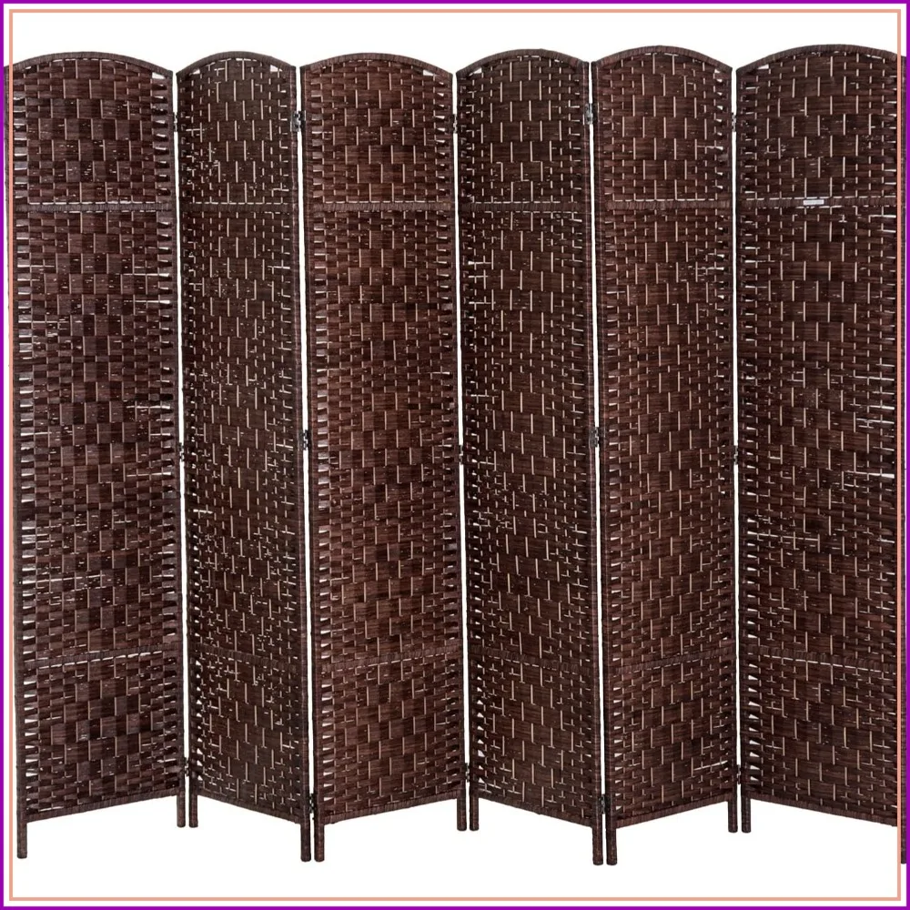 6-Panel Room Divider, 6FT Tall Folding Privacy Screen, Brown